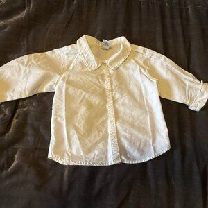Vintage Y2K Old Navy Notched Rolled Sleeve White Button Front Collared Shirt 3T